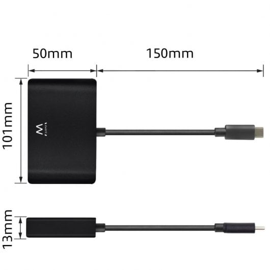 Ewent Dockstation USB-C para HDMI 4K/VGA/RJ45/USB Preto