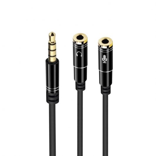Ewent 3,5 m Klinken-Audio-Adapterkabel auf 2 x 3-polige 3,5-H-Klinkenstecker, 30 cm, Schwarz