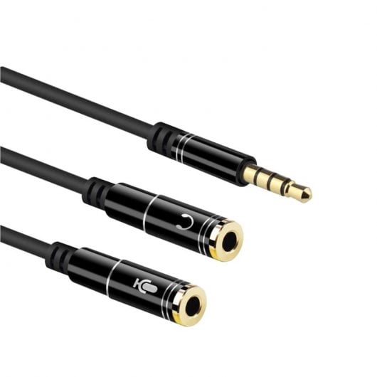 Ewent 3,5 m Klinken-Audio-Adapterkabel auf 2 x 3-polige 3,5-H-Klinkenstecker, 30 cm, Schwarz