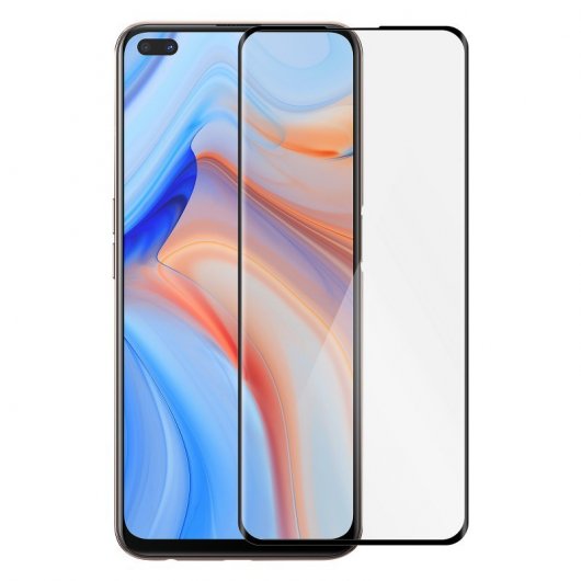 Avizar Protector Cristal Templado Negro para Oppo Reno 4
