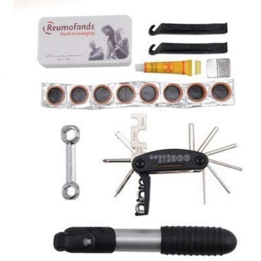 Kit de Reparación Bomba de Aire + Palanca + Herramienta de Reparación de Neumáticos + Llave + Destornillador