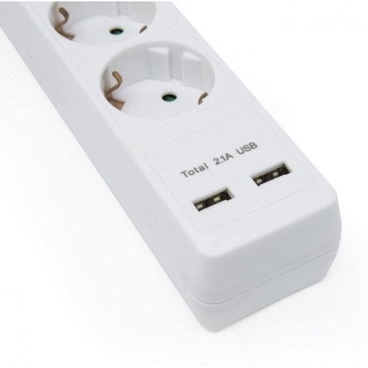 Extrastar Regleta 3 Tomas con Interruptor + 2 USB 1.5m