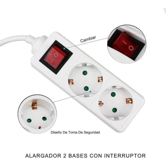 Extrastar Regleta 2 Tomas con Interruptor 1.5m