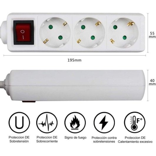 Extrastar Regleta 3 Tomas con Interruptor 5m