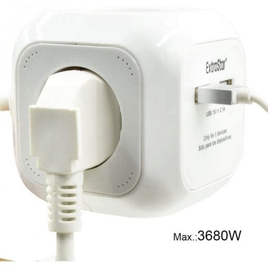 Extrastar PowerCube Base 4 Tomas + 2 USB Blanca