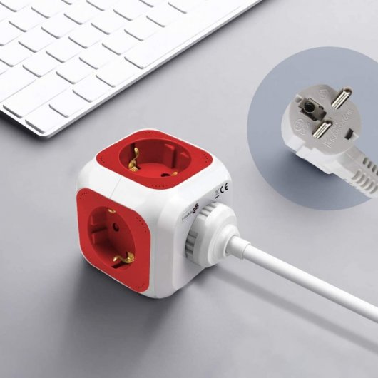 Extrastar PowerCube Base 4 Tomas + 2 USB Roja