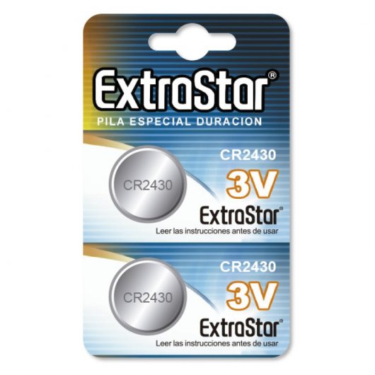 Extrastar Pack de 2 Pilas de Botón CR2430 3V