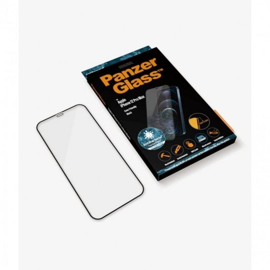 Panzer Glass Protector de Pantalla Antibacterial para iPhone 12 Pro Max Negro