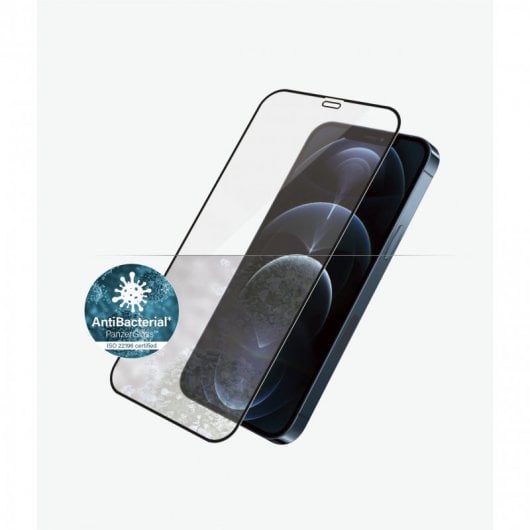 Panzer Glass Protector de Pantalla Antibacterial para iPhone 12 Pro Max Negro
