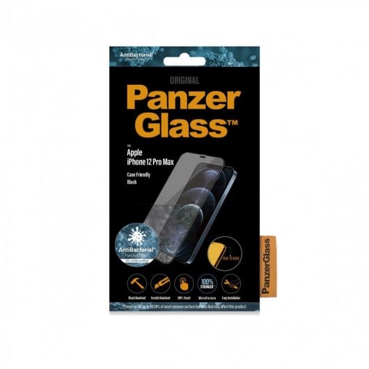 Panzer Glass Protector de Pantalla Antibacterial para iPhone 12 Pro Max Negro
