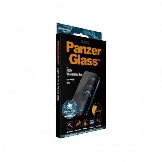 Panzer Glass Protector de Pantalla Antibacterial para iPhone 12 Pro Max Negro