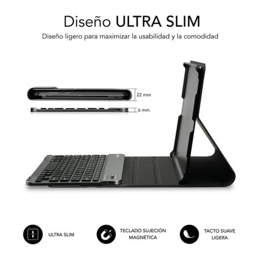 Subblim KeyTab Pro BT Funda con Teclado Bluetooth para Tablets Samsung Galaxy Tab A7 T500/505 10.4" Negra