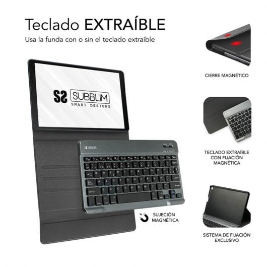 Subblim KeyTab Pro BT Funda con Teclado Bluetooth para Tablets Samsung Galaxy Tab A7 T500/505 10.4" Negra