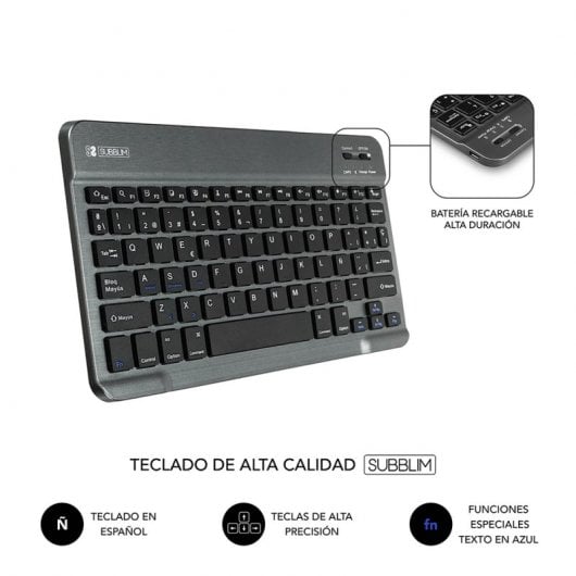 Subblim KeyTab Pro BT Funda con Teclado Bluetooth para Tablets Samsung Galaxy Tab A7 T500/505 10.4" Negra