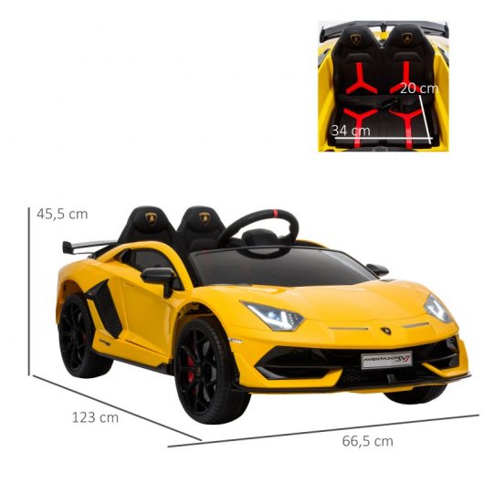 HomCom Lamborghini SVJ Coche Eléctrico Amarillo