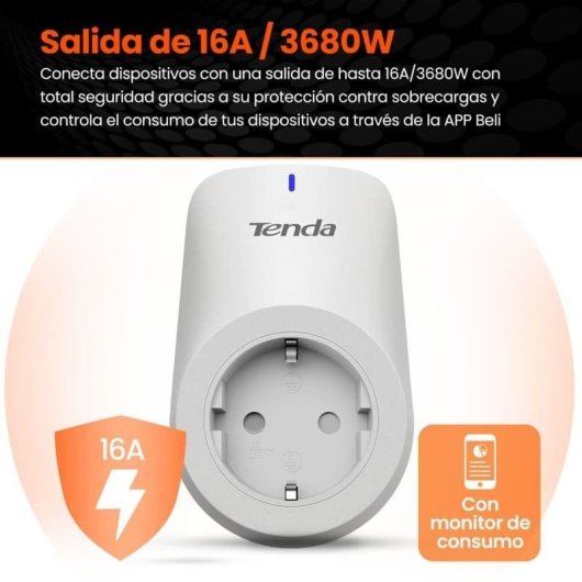 Intelligente Steckdose Tenda SP9 Wi-Fi Sprachsteuerung und Verbrauchsstatistiken