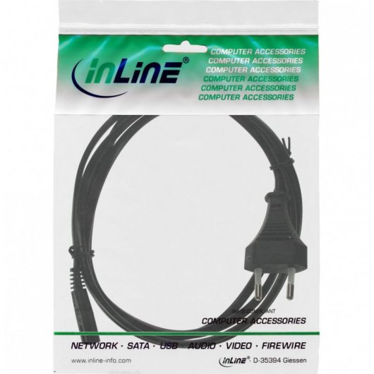 Inline Cable de Alimentación CEE7/16 a C7 Hembra/Macho 3m Negro