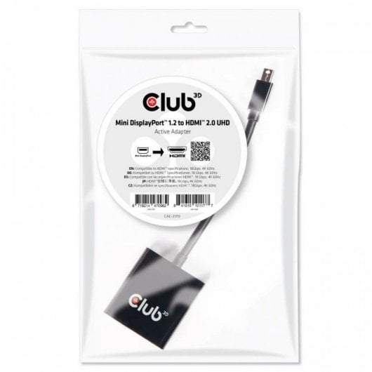 Adattatore Club 3D Mini DisplayPort 1.2 a HDMI maschio/femmina 15 cm Nero