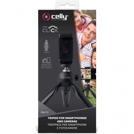 Celly ClickTri Trípode para Smartphone hasta 6.2" Negro