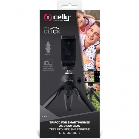 Celly Click Tri treppiede Smartphone/macchina fotografica digitale 3 gamba/gambe Nero