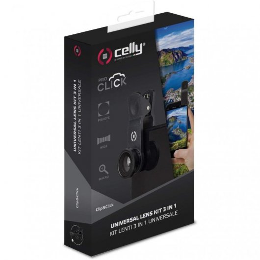 Celly Clip & Click Pack 3 Lentes para Smartphone