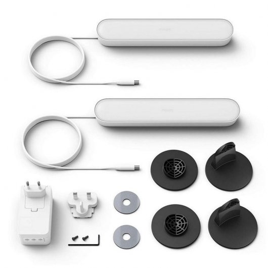 Philips Hue Play Pack  2 Barras de Luz Regulable Blanca + Puente de Conexión + HDMI Sync Box Sincronizador de Luces