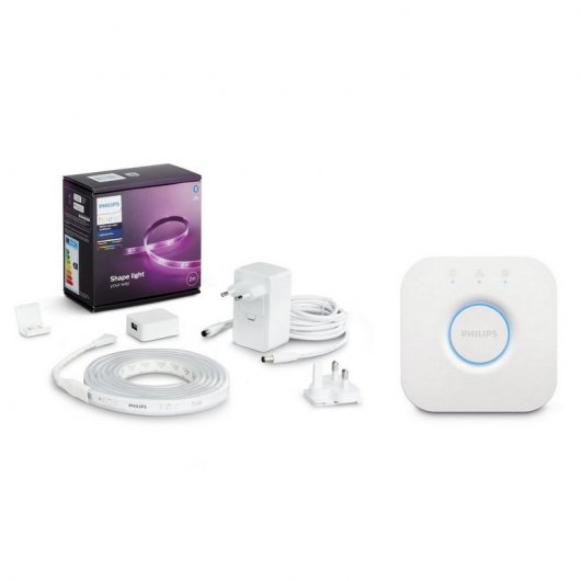 Philips Hue Pack Lightstrip Plus Tira LED RGB com Alimentador 2m + Ponte de Conexão