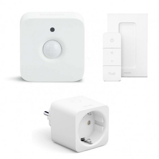 Philips Hue Pack Motion Sensor Sensor de Movimento + Interruptor de Regulação Sem Fios V2 + Ficha Inteligente