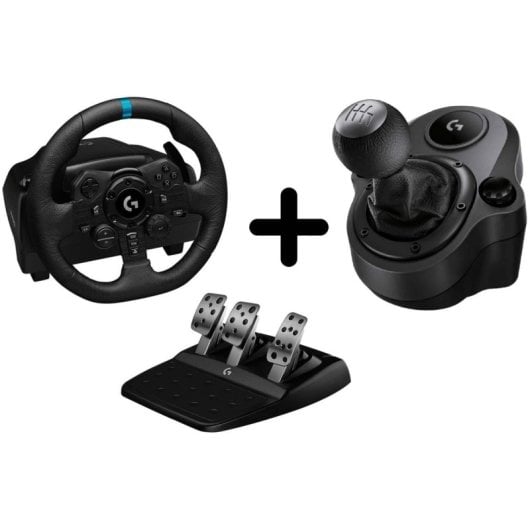 Logitech Pack G923 Lenkrad und Pedale für PS4/PS5/PC + Driving Force Shifter