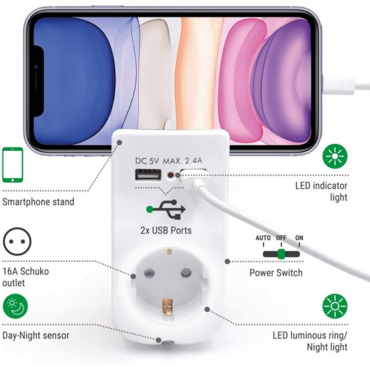 Welly Enjoy IT WY13030 Netzteil mit Unterstützung für 2 USB-Anschlüsse, weiß