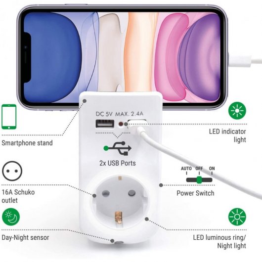 Welly Enjoy IT WY13030 Alimentatore con supporto 2 porte USB Bianco