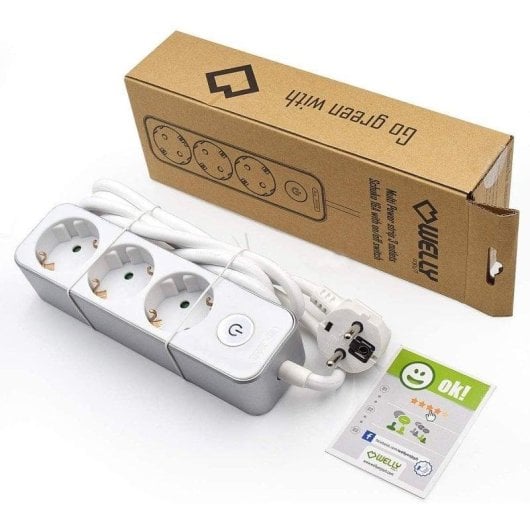 Régua de tomadas Welly Enjoy It WY13163 3 tomadas Schuko proteção infantil interruptor