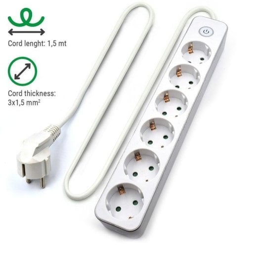 Régua de tomadas Welly Enjoy It WY13166 6 tomadas Schuko proteção infantil interruptor