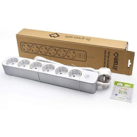 Régua de tomadas Welly Enjoy It WY13166 6 tomadas Schuko proteção infantil interruptor