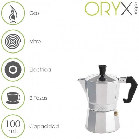 Caffettiera italiana classica Oryx 2 tazze Argento