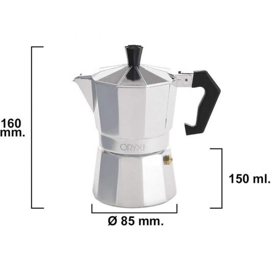 Oryx Classic Cafetera Italiana 3 Tazas Plata