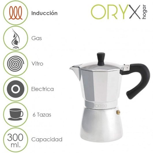 Oryx Cafetière Italienne 6 Tasses Argent
