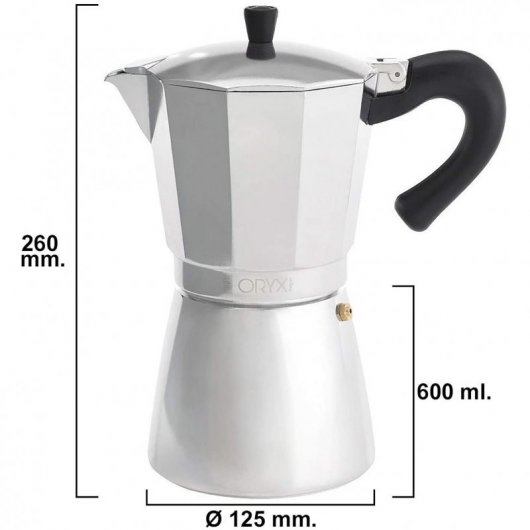 Oryx Cafetera Italiana 12 Tazas Plata