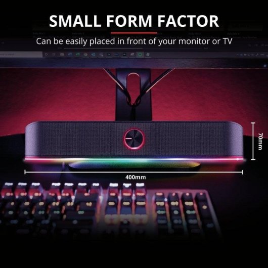 Barra de Som Trust GXT 619 Thorne 2.0 6W Fio RGB Preta