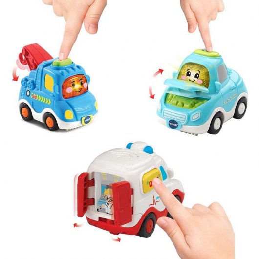 VTech Tut Tut Bólidos Pack Pilar Coche Familiar + Nina la Ambulancia + Lula Camión Grúa