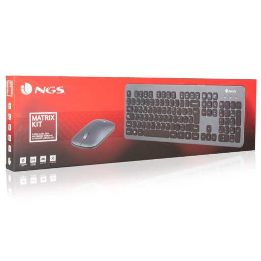 NGS Matrix Kit, QWERTY, PT clavier Souris incluse RF sans fil Portuguais Gris