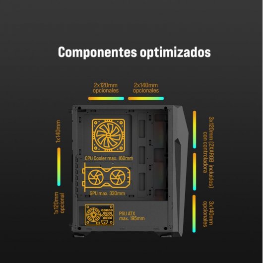 Tempest Vapor RGB Torre ATX Negra