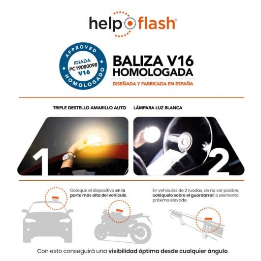 Help Flash V2.0 Pack 2 Dispositivo de Señalización V16 Homologado DGT