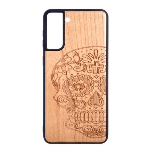 Funda Madera Tallada Calavera Mexicana para Samsung Galaxy S21 Plus