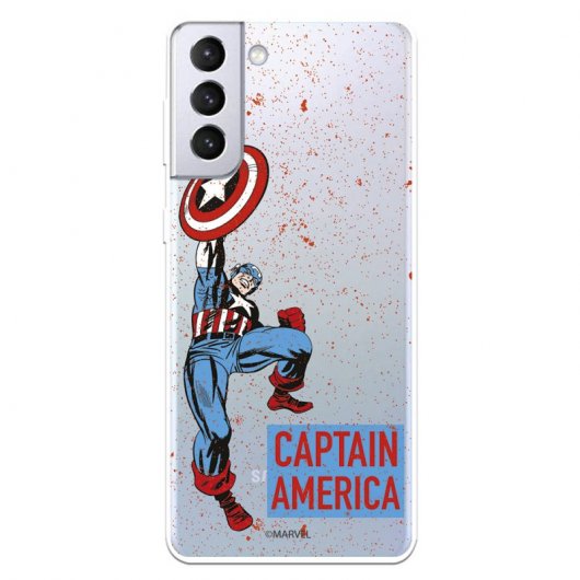 Funda Oficial de Marvel Capitán América Fondo Puntos Rojos Marvel para Samsung Galaxy S21 Plus