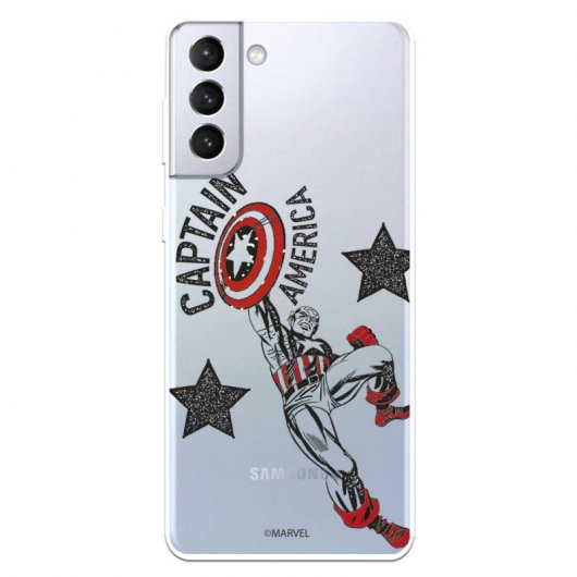 Funda Oficial de Marvel Capitán América Rojo Transparente Marvel para Samsung Galaxy S21 Plus