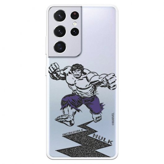 Funda Oficial de Marvel Hulk Purple Pants Transparente para Samsung Galaxy S21 Ultra