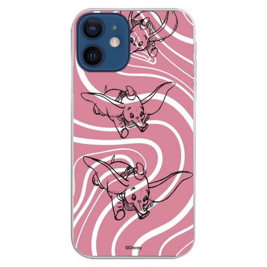 Funda Oficial de Disney Dumbo Fondo Rosa y Blanco para iPhone 12