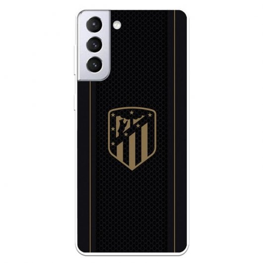 Funda del Atleti Escudo Dorado Fondo Negro Licencia Oficial Atlético de Madrid para Samsung Galaxy S21 Plus