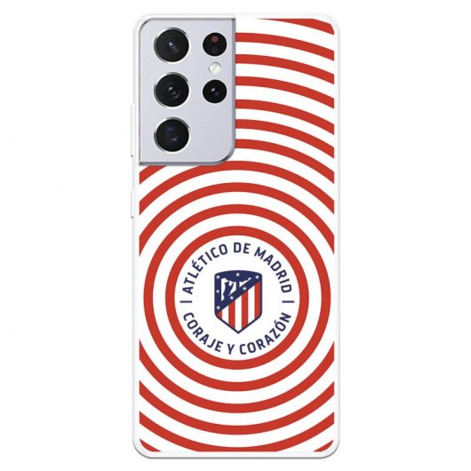 Funda del Atleti Escudo Fondo Rojiblanco Circular Licencia Oficial Atlético de Madrid para Samsung Galaxy S21 Ultra